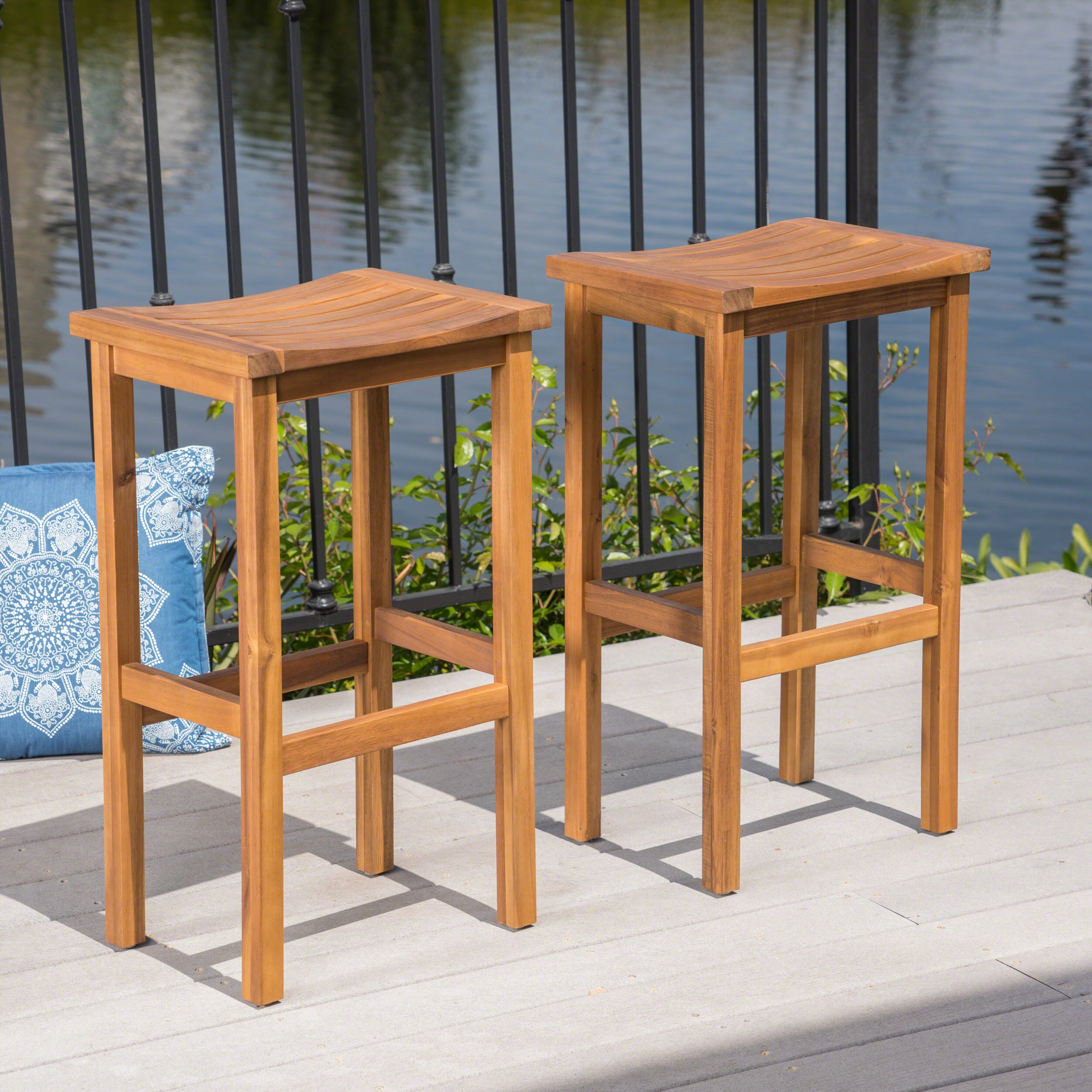 Pensacola Outdoor 30 Inch Acacia Wood Barstools