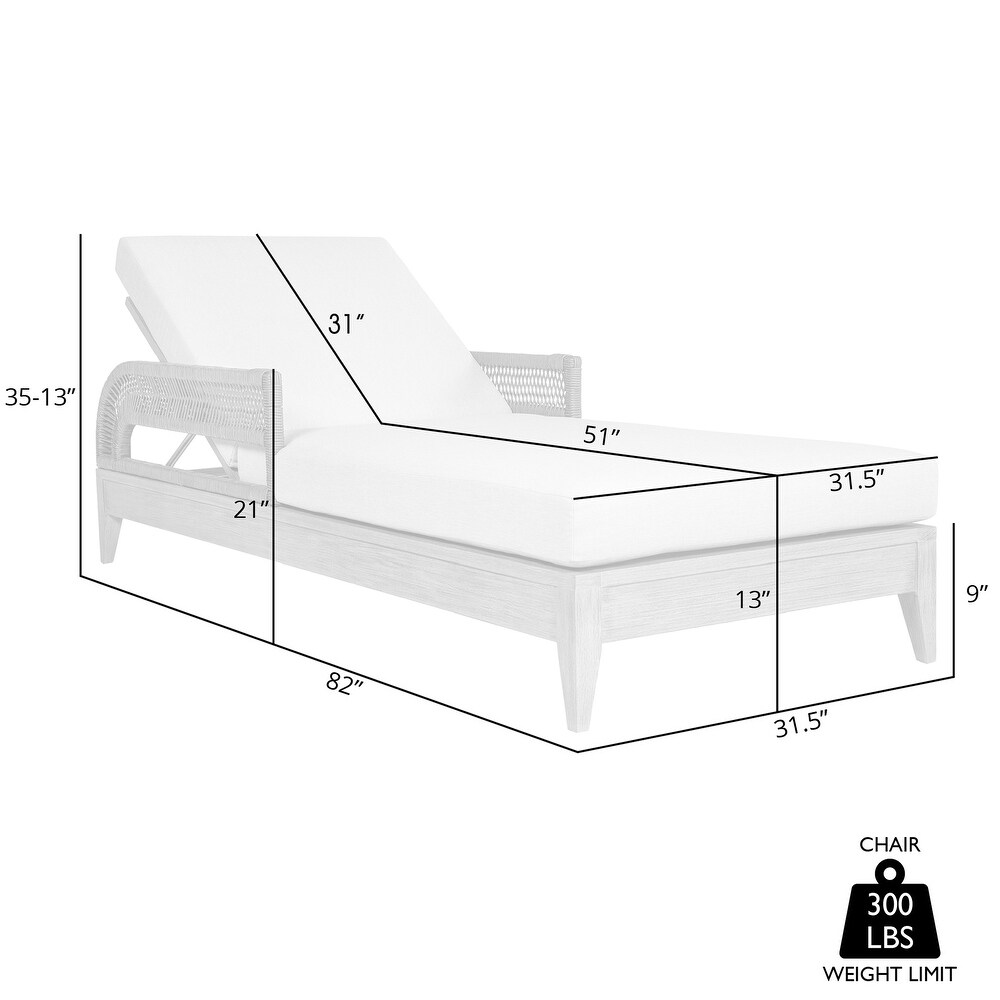 Orbit Outdoor Patio Chaise Lounge Chair in Weathered Eucalyptus Wood with Gray Rope and Taupe Olefin Cushions