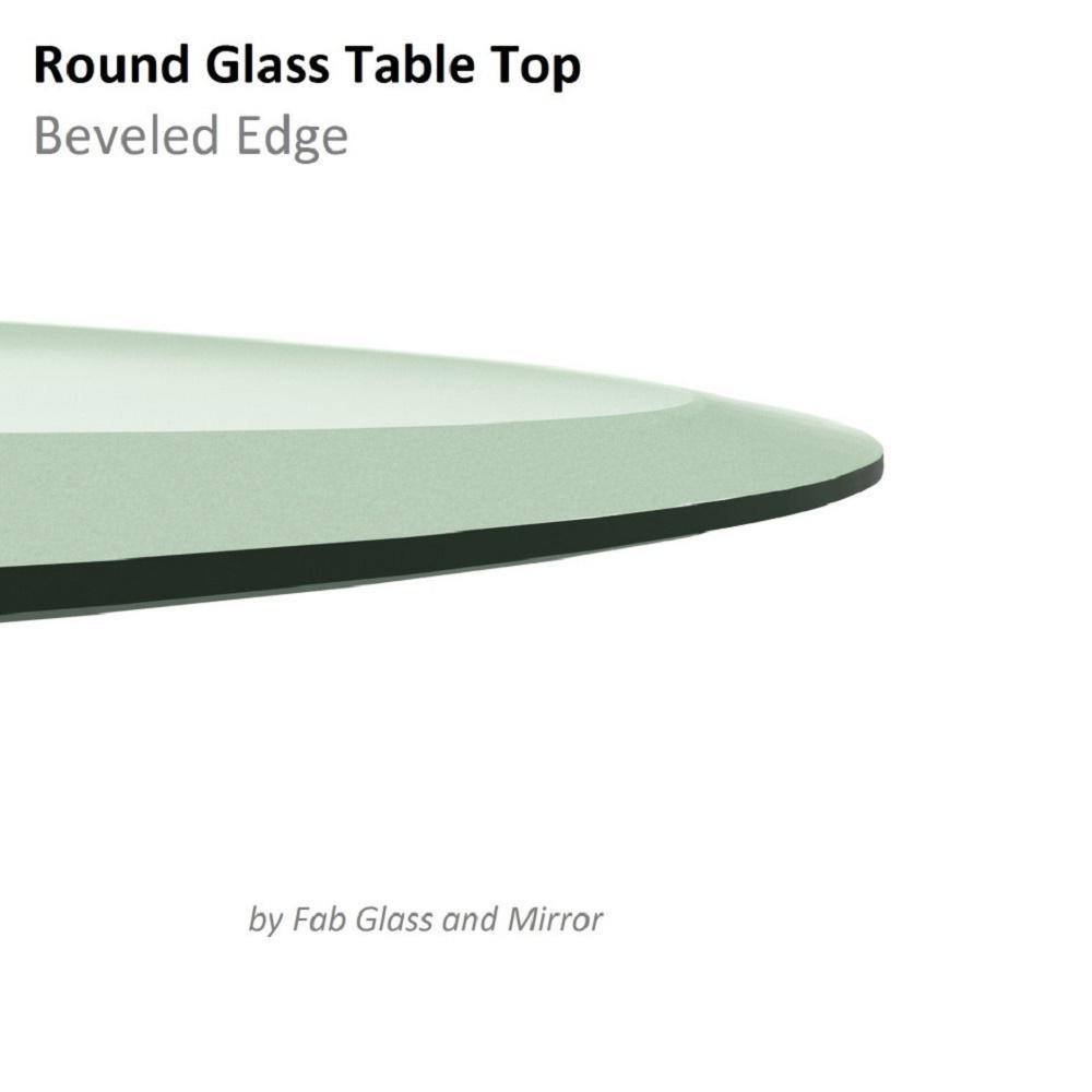 Fab Glass and Mirror 29 in. Clear Round Glass Table Top 12 in. Thickness Tempered Beveled Edge Polished 29RT12THBETE