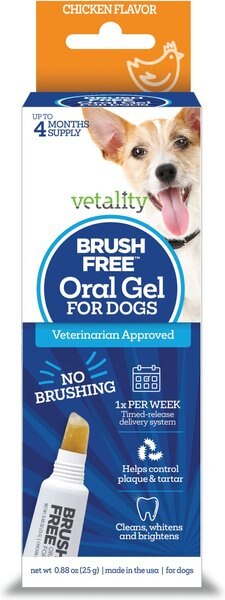 Vetality Brush Free Oral Gel Dental Care for Dogs， 0.88-oz bottle