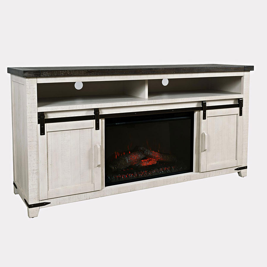 Loft 64 Vintage White Electric Fireplace & Media Console