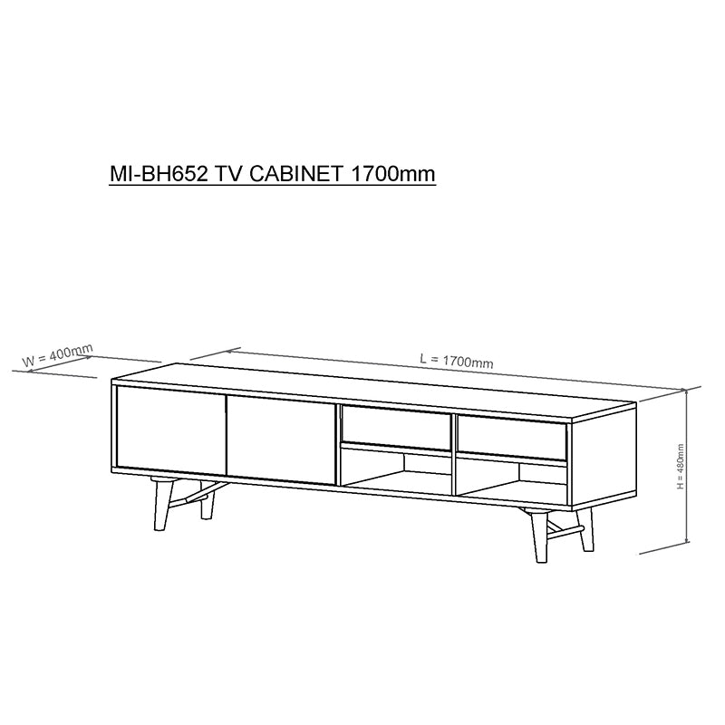 RANIA Entertainment TV Unit 170cm - Black Ash