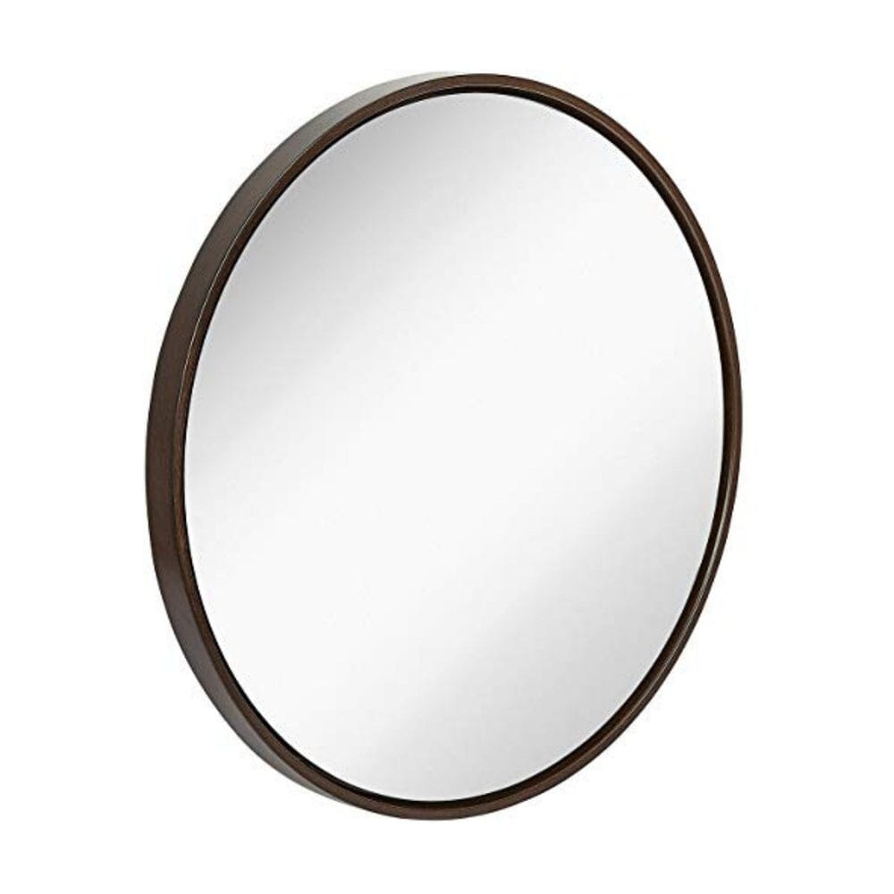 Large Modern Wood Circle Frame Wall Mirror 32