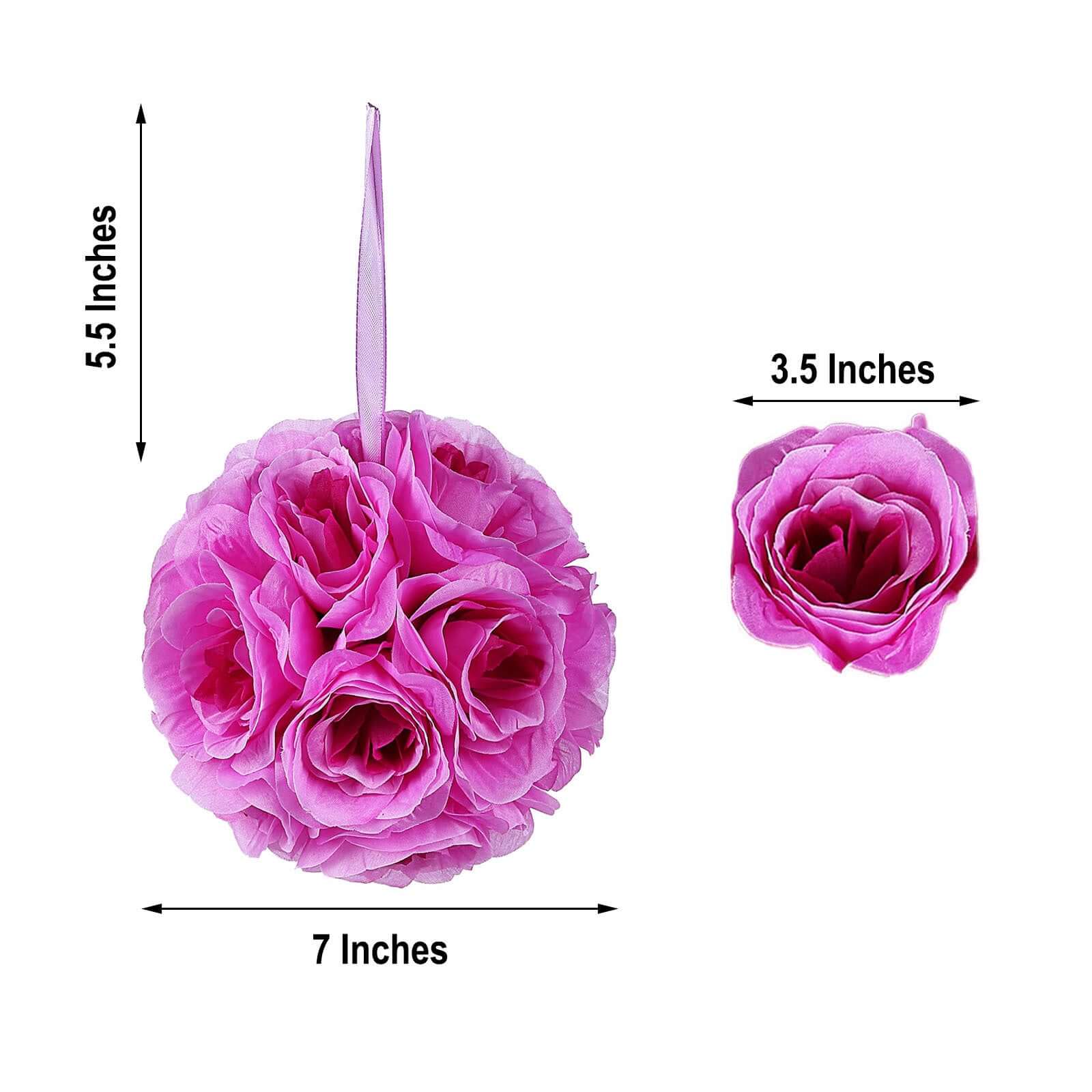 2 Pack Lavender Lilac Artificial Silk Rose Kissing Ball, Flower Ball 7