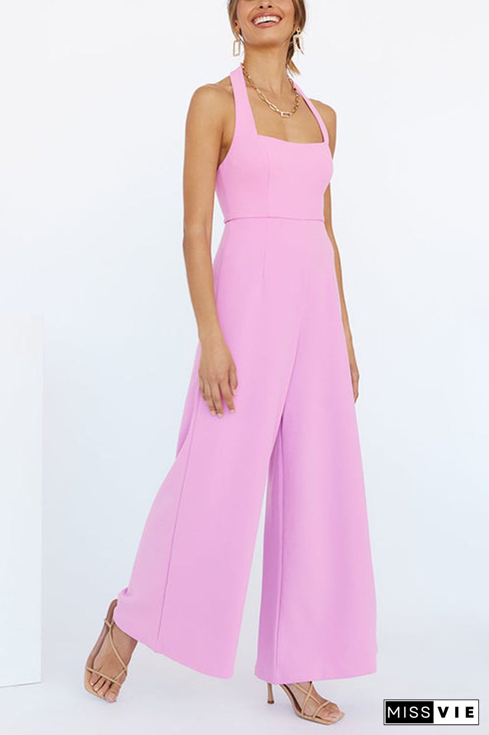 Halter Neck Wide Leg Jumpsuits