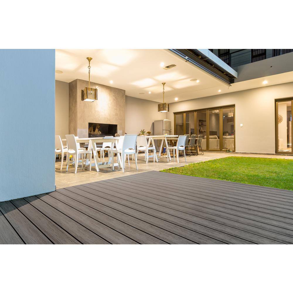 FORTRESS Infinity IS 1 in. x 6 in. x 8 ft. Cape Town Grey Composite Square Deck Boards (2-Pack) 243060804