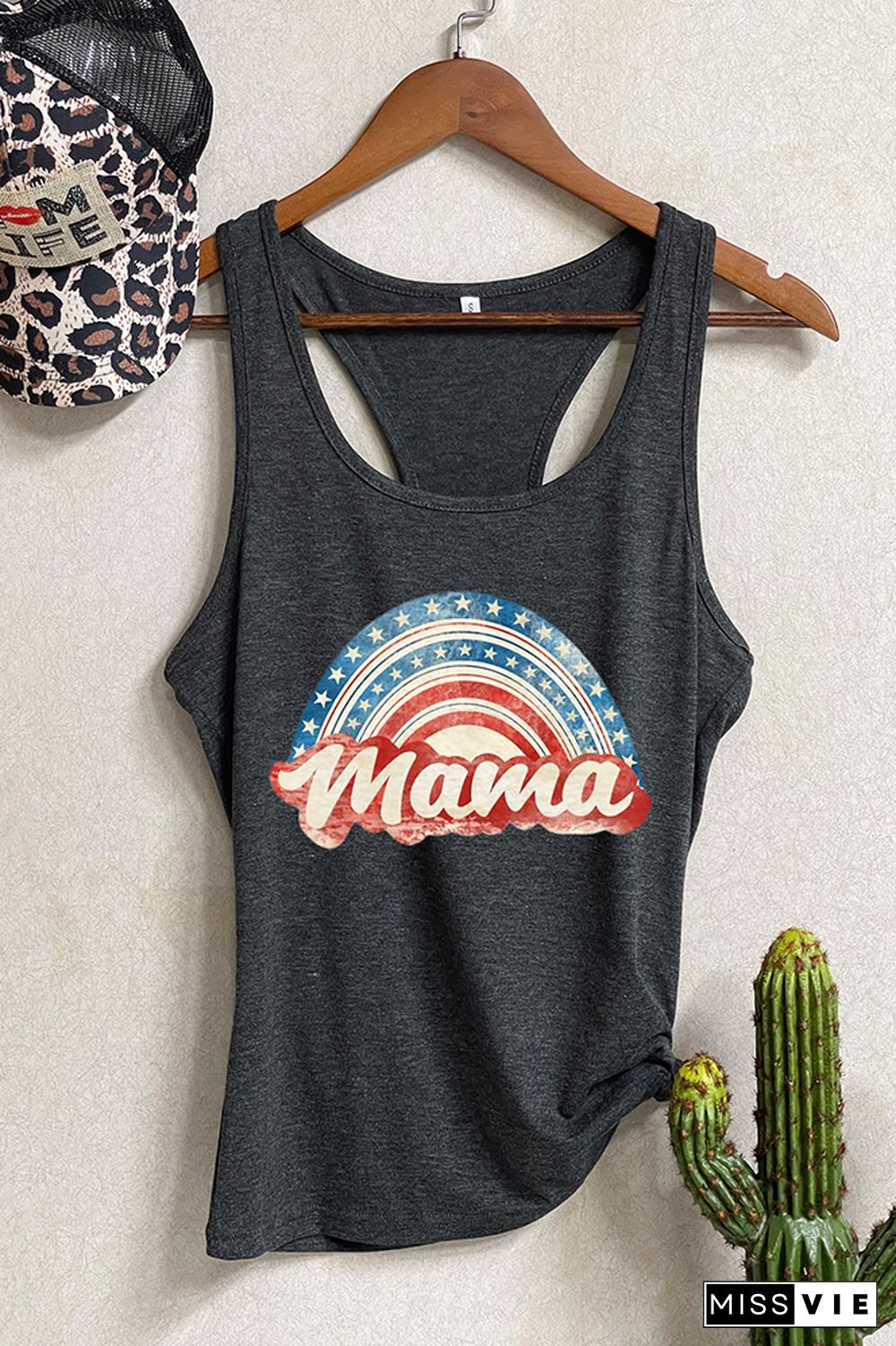 American Dude Print Sleeveless Tank Top Wholesale