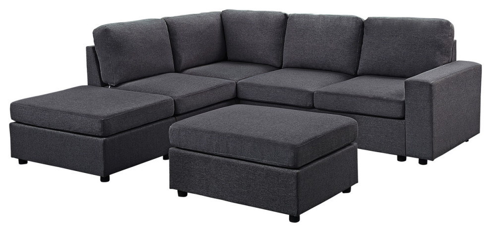 Skye Modular Sectional Sofa With Ottoman  Linen   Transitional   Sectional Sofas   by Lilola Home  Houzz