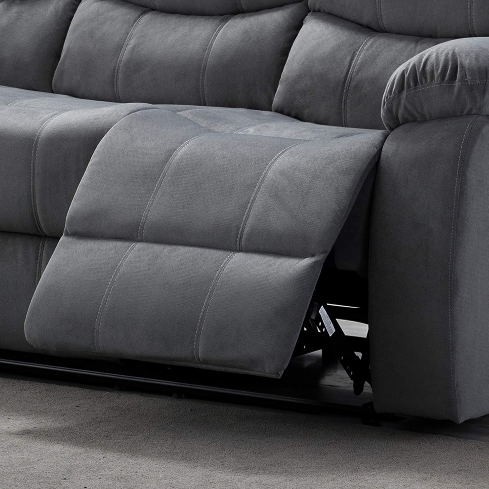 Contemporary Reclining Sofa  Comfortable Tufted Seat  ampPadded Arms  Dark Grey   Transitional   Sofas   by Decor Love  Houzz