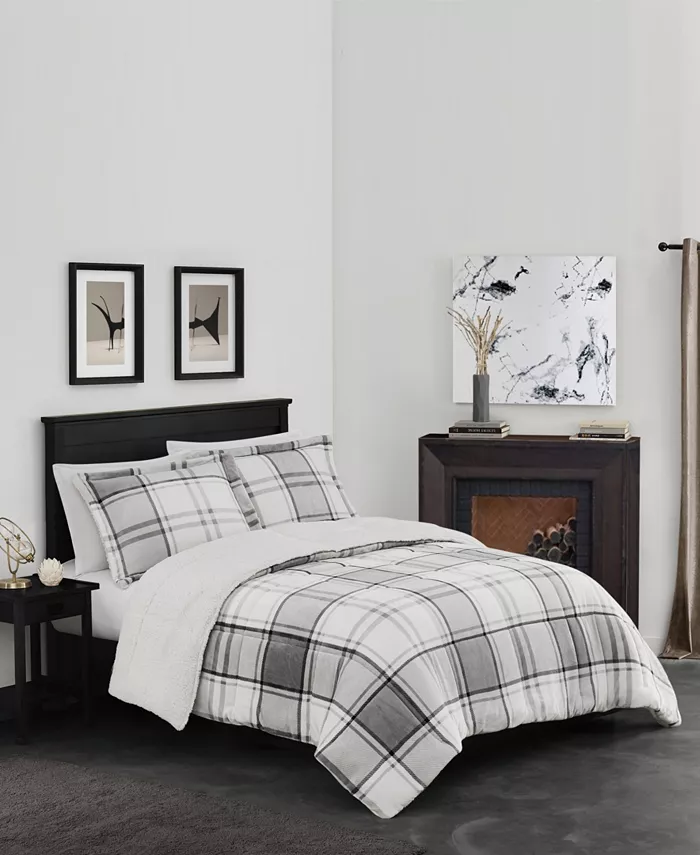 London Fog Ronnie Plaid 3 Piece Comforter Set， Full Queen