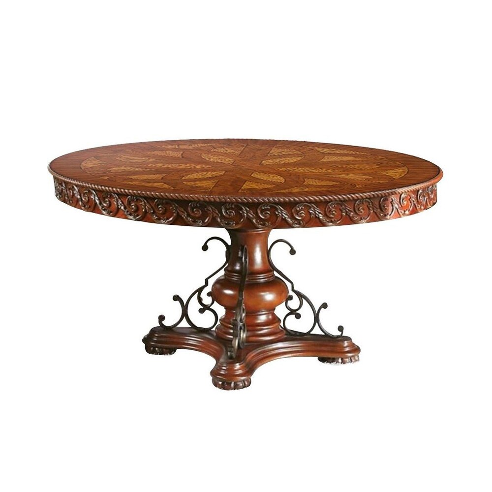 Wooden Dining Table in Brown Cherry Finish