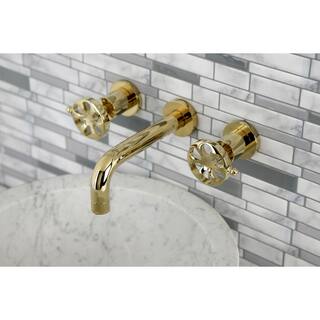 Kingston Brass Belknap 2-Handle Wall Mount Bathroom Faucet in Polished Brass HKS8122RX