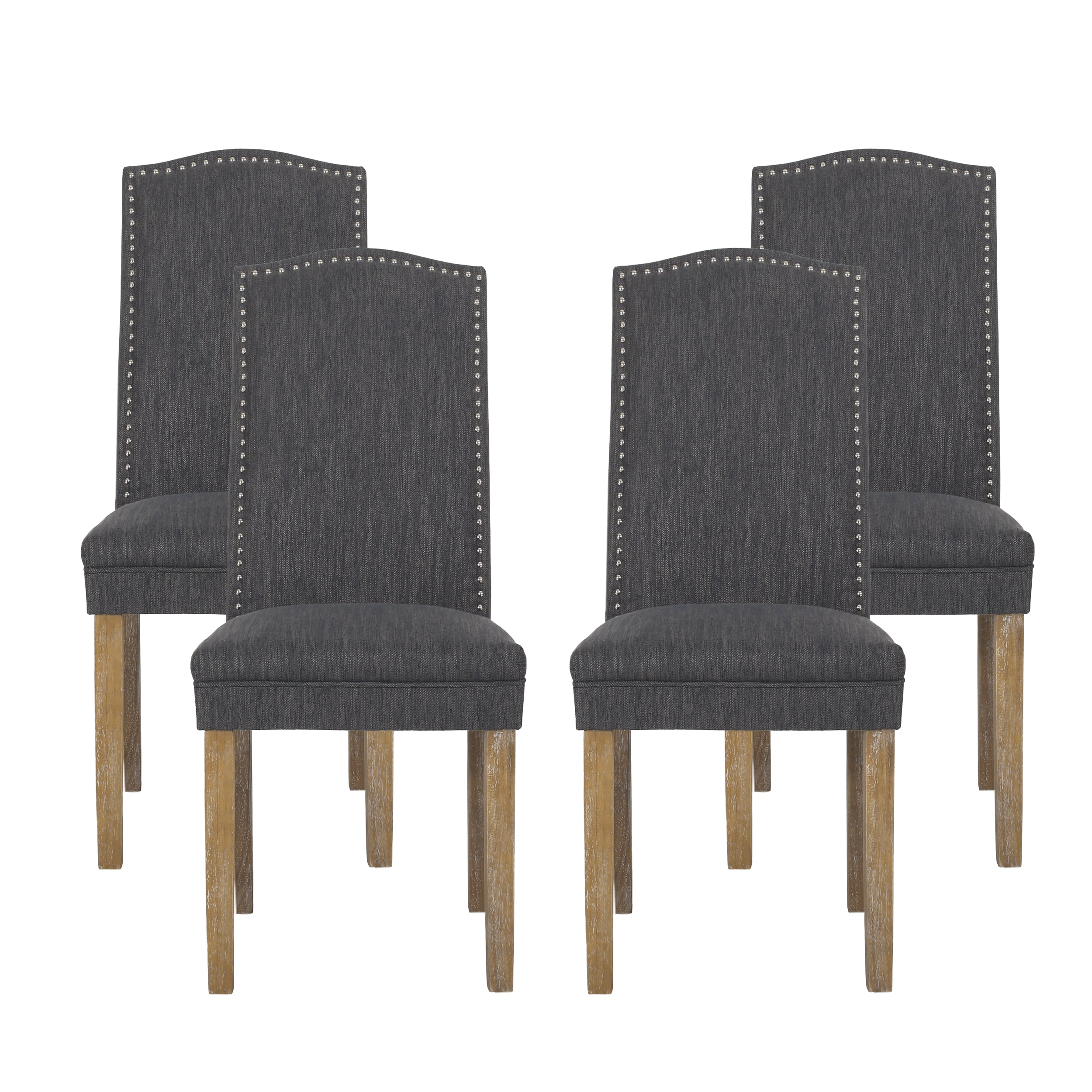 Geromin Contemporary Fabric Dining Chairs with Nailhead Trim, Set of 4