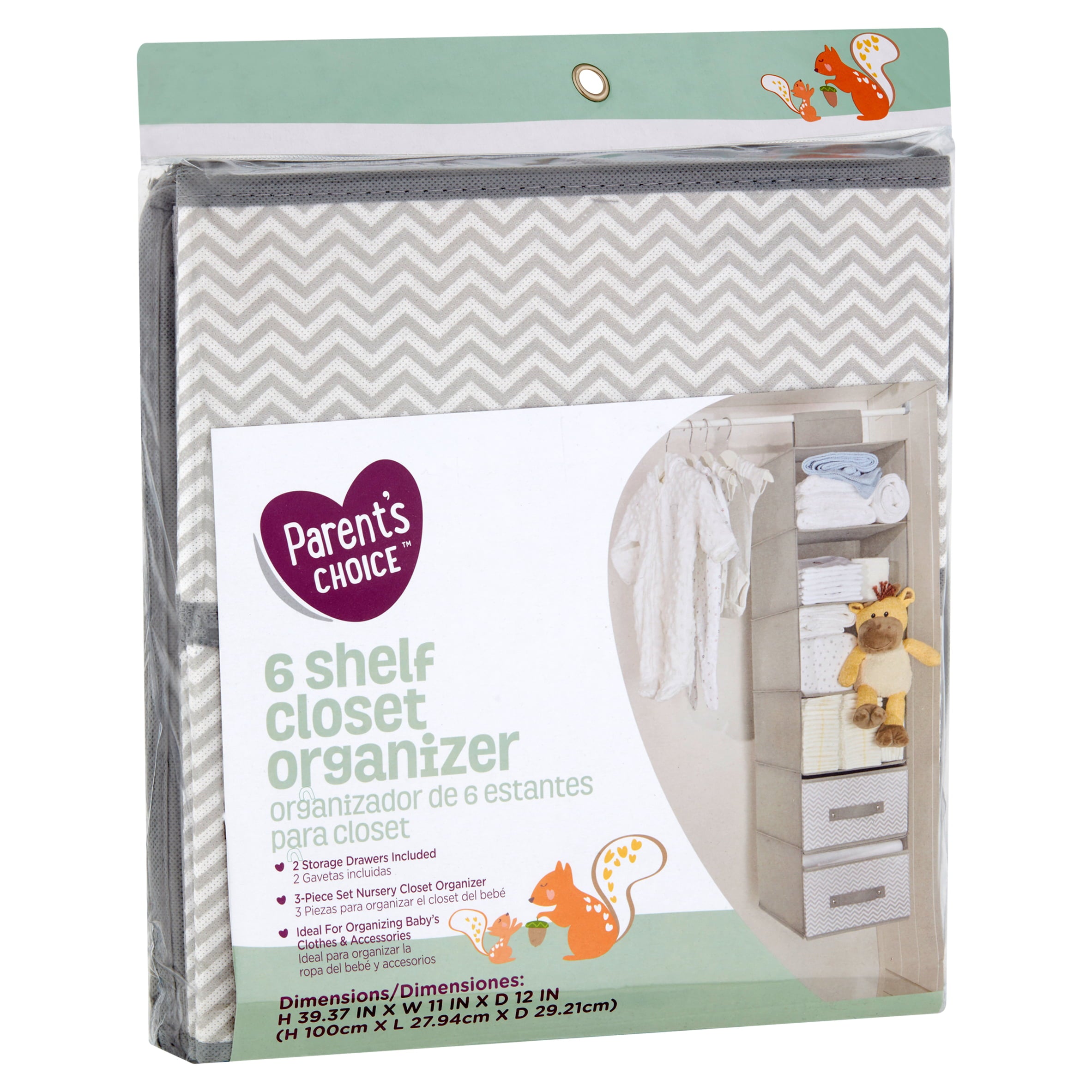 Parent's Choice 6 Shelf Closet Organizer, Grey