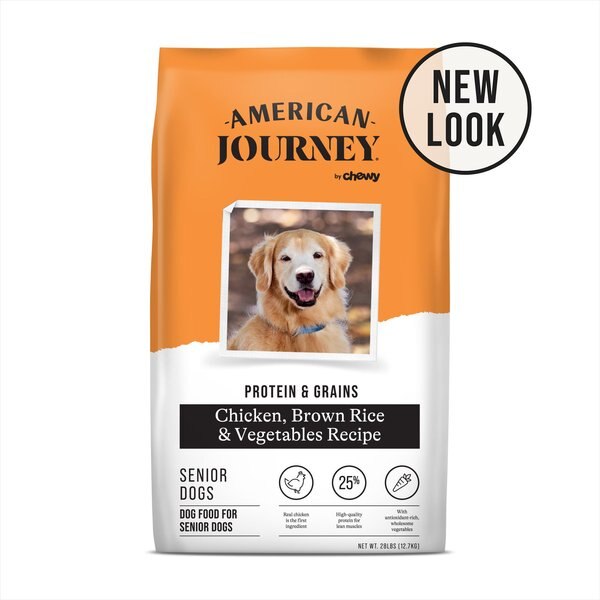 American Journey Protein and Grains Senior Chicken， Brown Rice and Vegetables Recipe Dry Dog Food