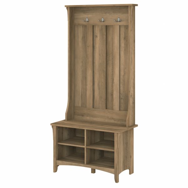 Bush Furniture Salinas Hall Tree with Shoe Storage Bench in Reclaimed Pine