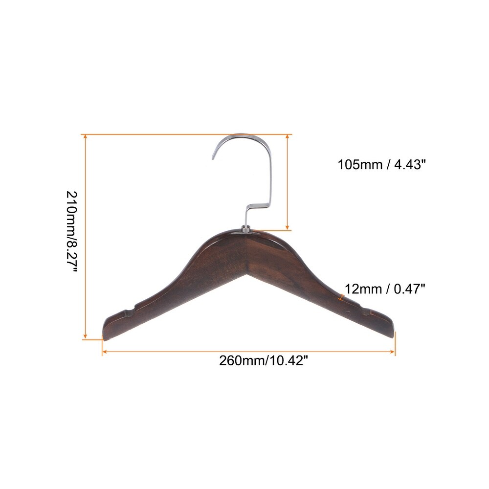 2pcs Retro Wooden Clothes Hangers with Stainless Steel Hook