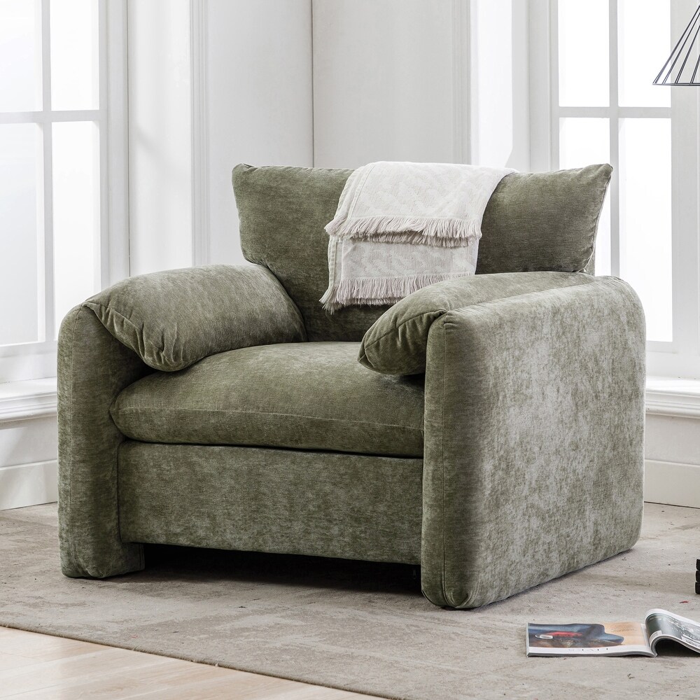 Modern Oversized Armchair Accent Chair Chenille Lounge Chair with Pillow Top Arms for Living Room  Deep Cushion Single Sofa