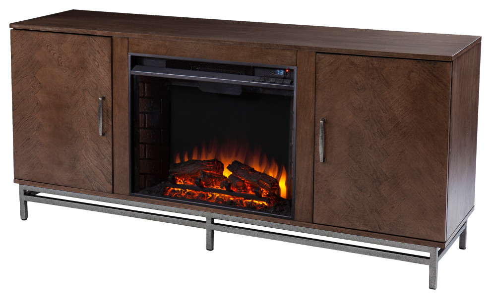 Venallo Electric Fireplace With Media Storage   Transitional   Entertainment Centers And Tv Stands   by SEI  Houzz