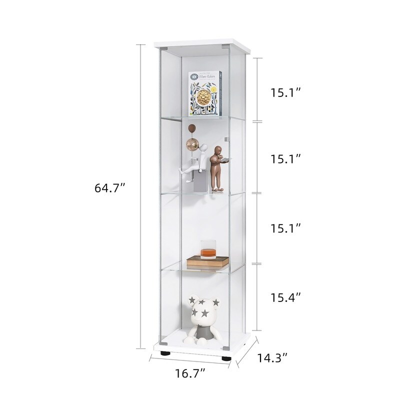 Glass Display Cabinet Kitchen Cabinet 4 Shelves with Door