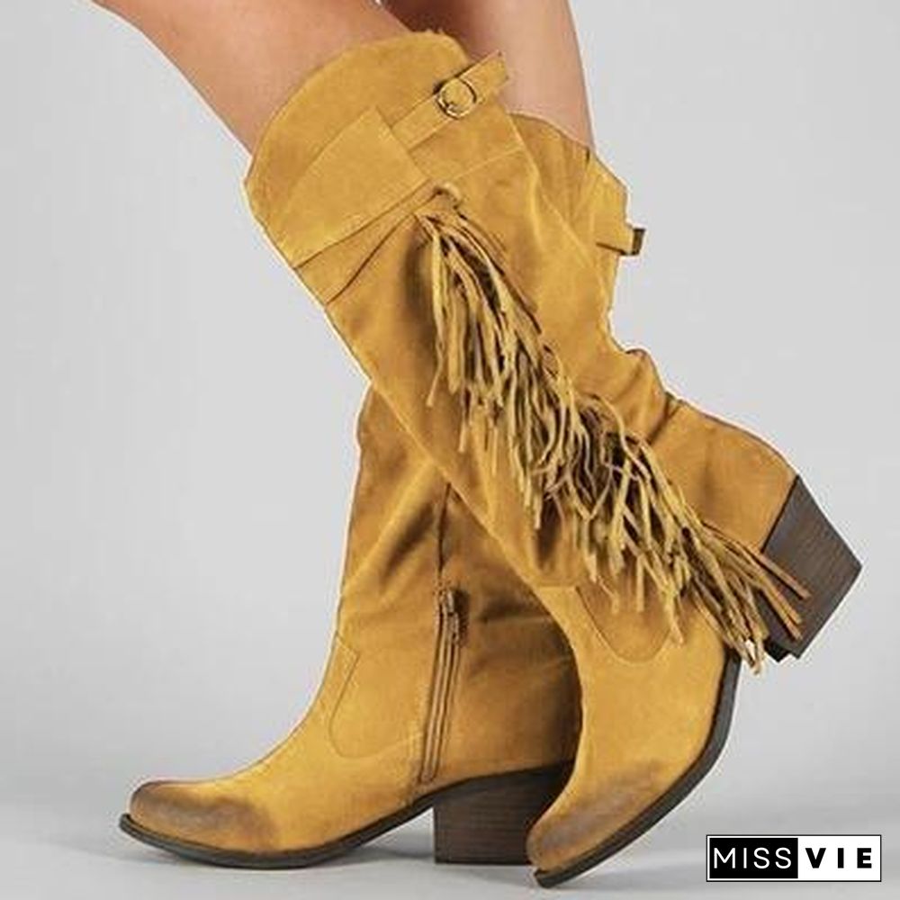 New Buckle Tassel Boots