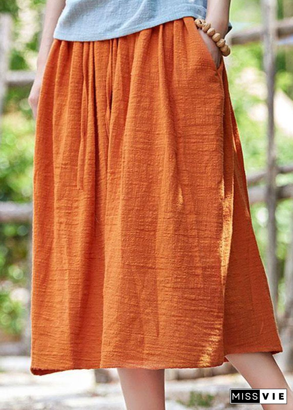 Retro Cotton And Hemp Baggy Thin tight Waist Skirt