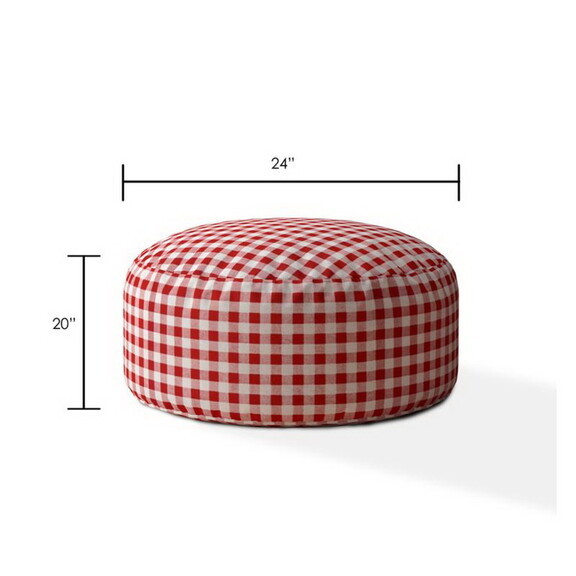 Indoor PLAIDO Bright Red Round Zipper Pouf   Stuff...