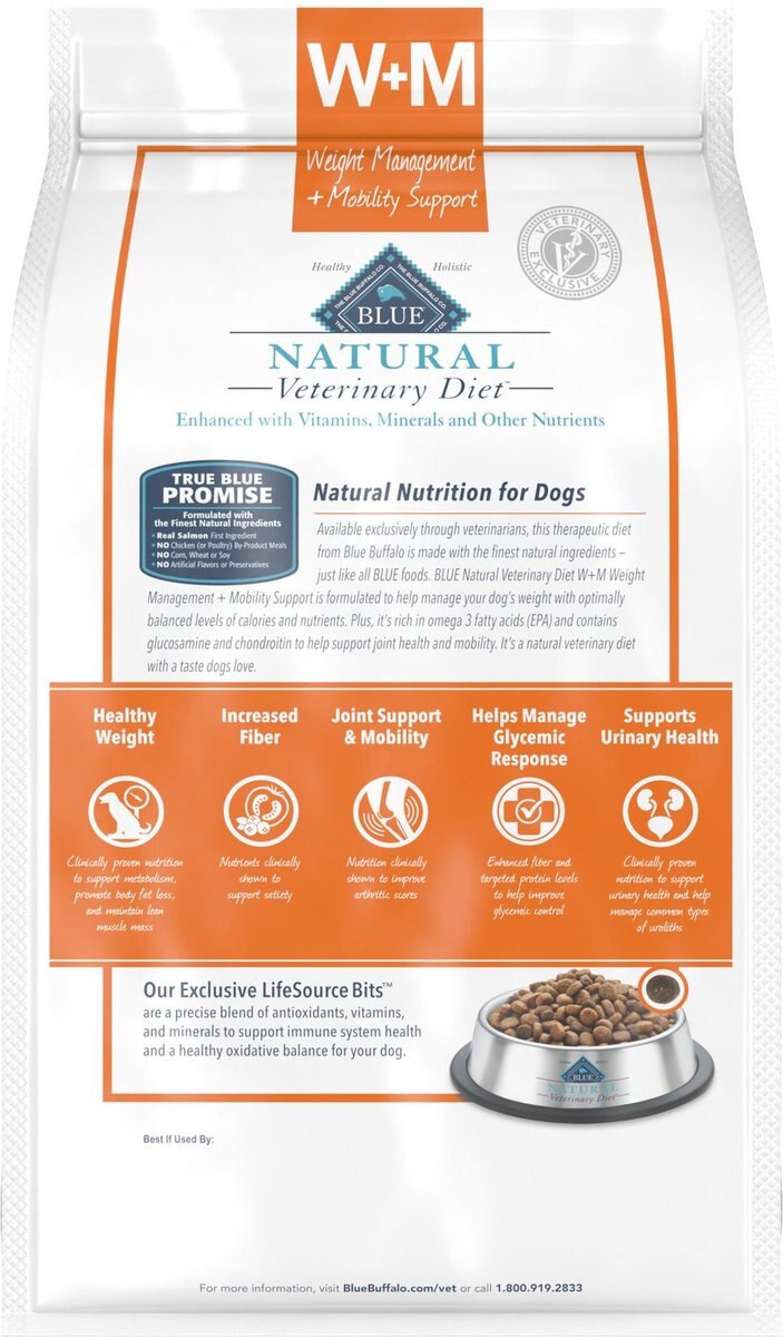 Blue Buffalo Natural Veterinary Diet W+M Weight Management + Mobility Support Dry Dog Food