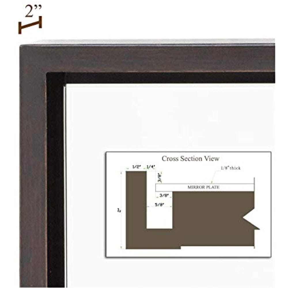 Clean Large Modern Wenge Frame Wall Mirror 16