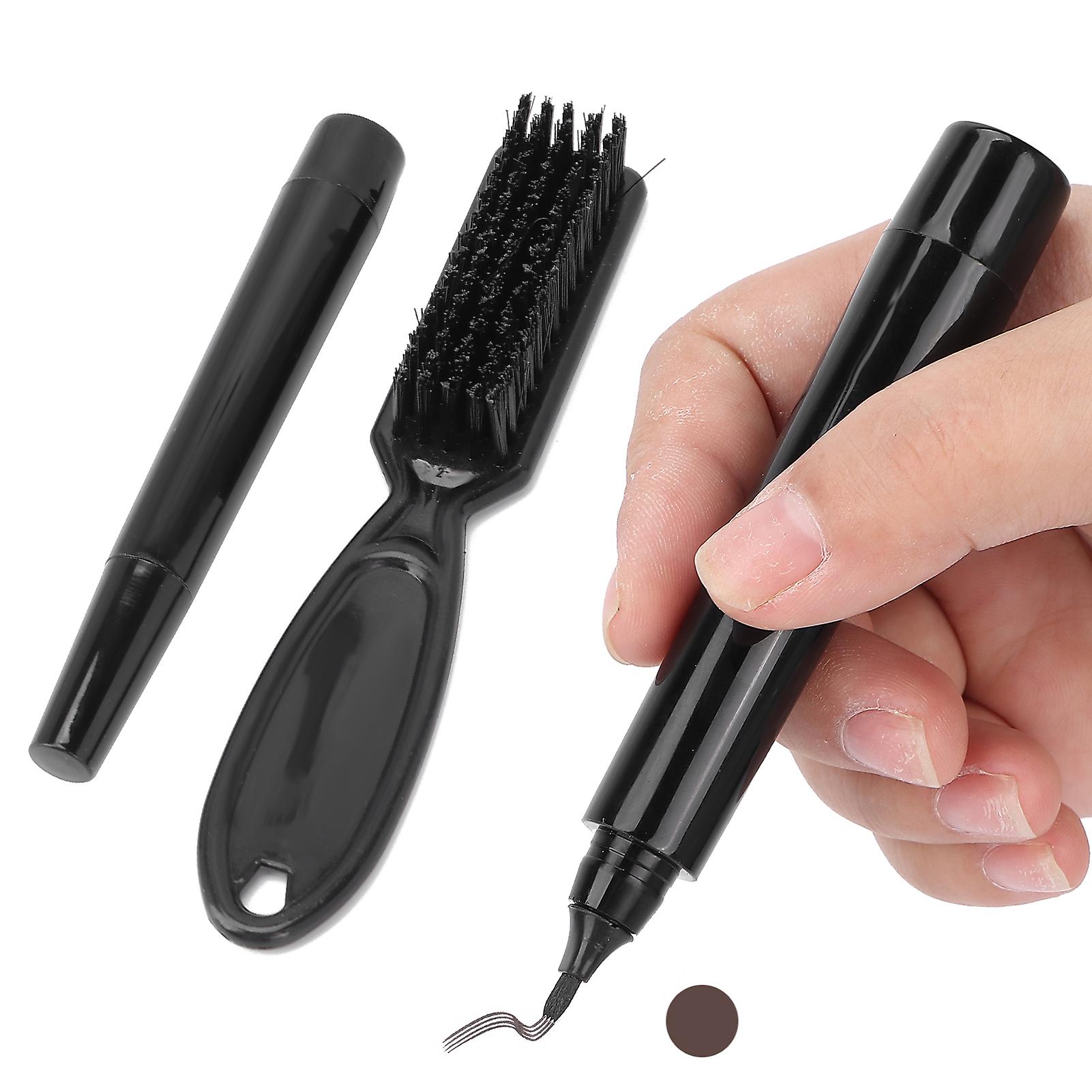 Waterproof Beard Pencil Filler Sweatproof Moustache Pen Long Lasting Brush Cleaningbrown