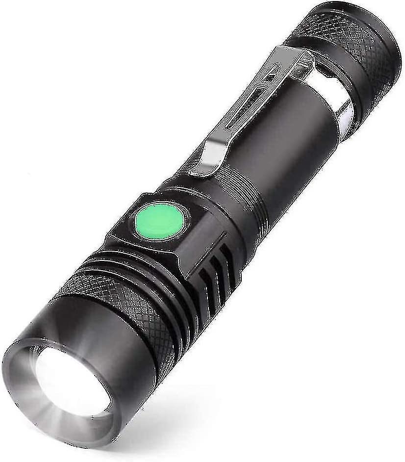 Usb Rechargeable Led Torch， 600 Lumens Flashlight， Ip65 Waterproof， 4 Light Modes， Zoomable Flashlight For Household， Camping， Hiking， Emergency (batt