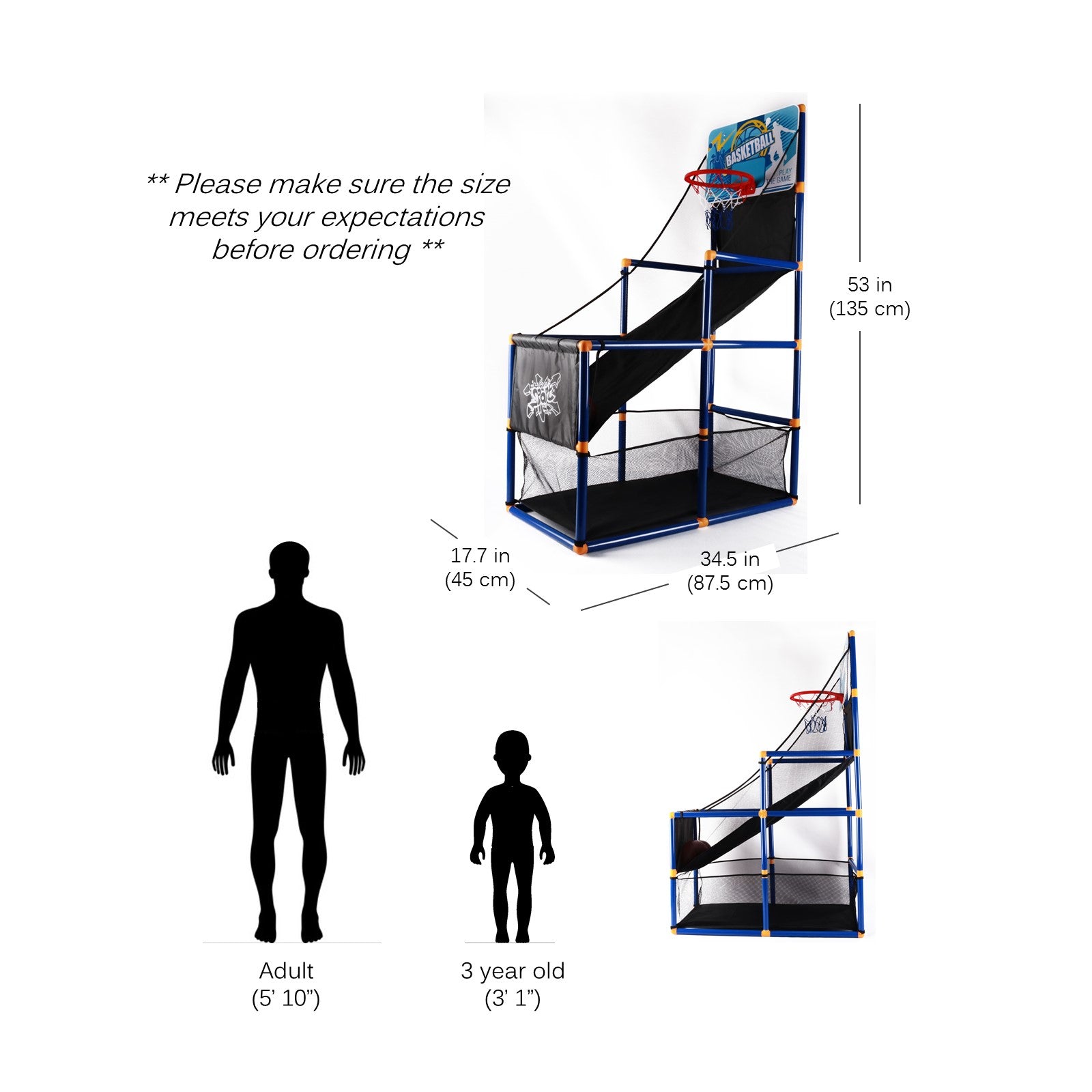 Vokodo Kids Home Basketball Court Shooting Game Includes 2 Balls Air Pump And Slide Ramp Great For Indoor Arcade Practice Improves Scoring Accuracy Sports Toys Active Play Gift For Children Boys Girls