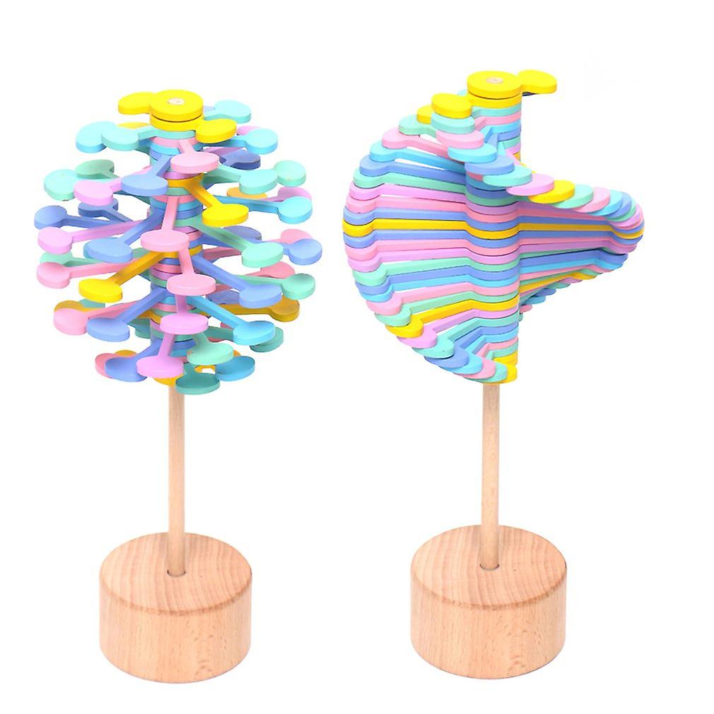 Wooden Rotating Lollipop Stress Relief Toys Creative Decompression Decoration Toys Wooden Rotating Lollipop Stress Relief Toys