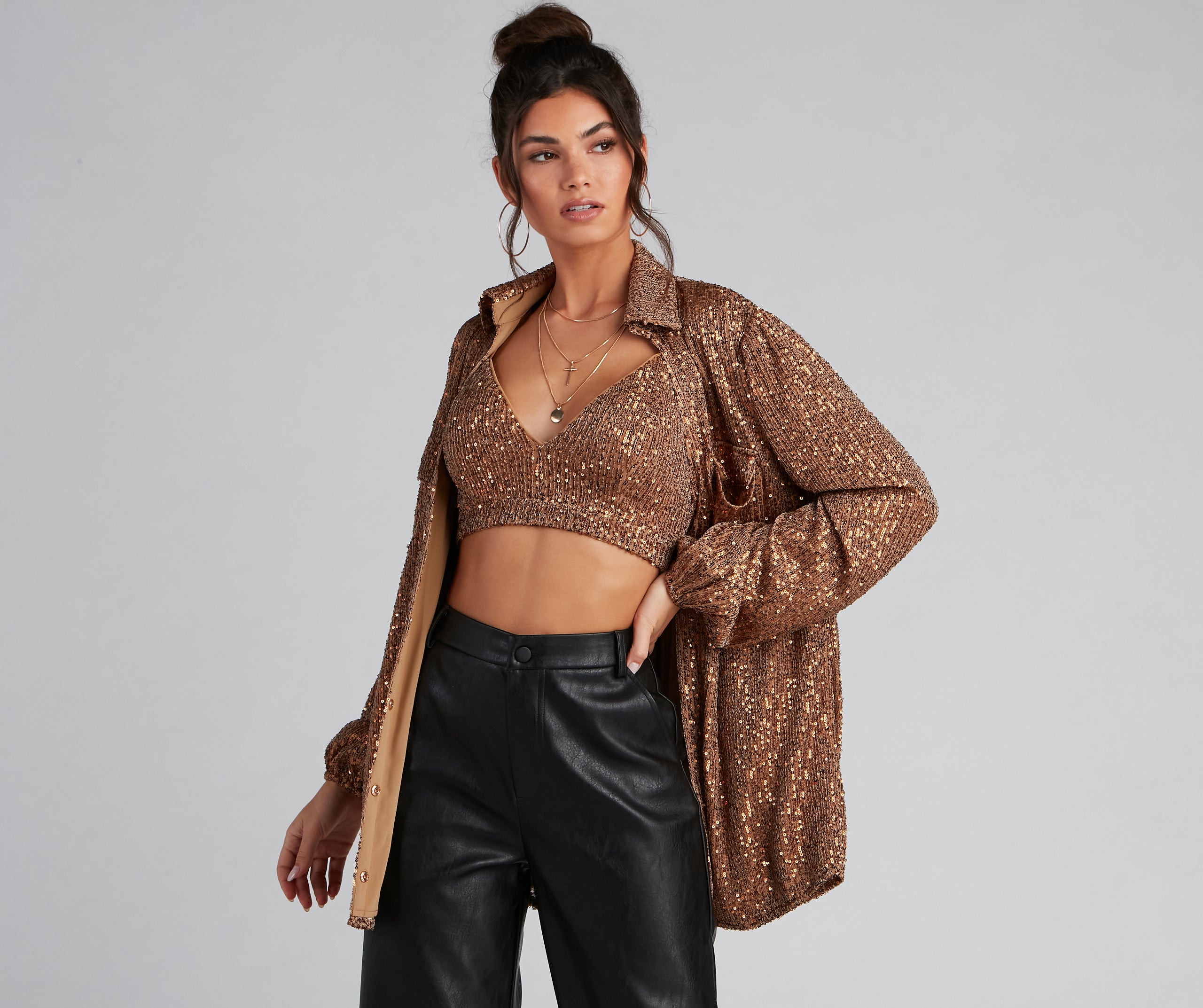 Glitzy Moment Sequin Knit Shacket