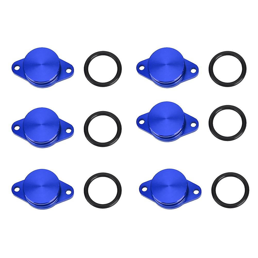 6x33mm Engine Swirl Flaps Delete Blanking Plugs Set With Rubber Gaskets For M57 / M57d25 Blue