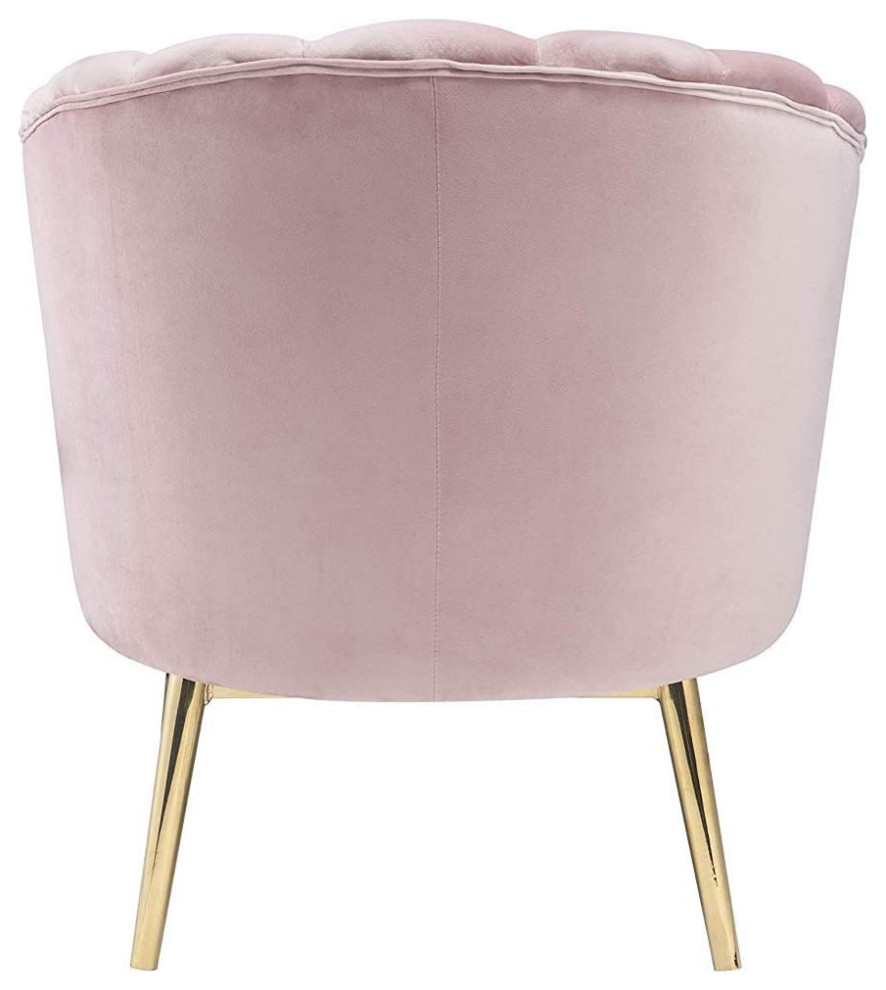 Contemporary Accent Chair  Gold Finished Metal Legs With Pink Velvet Upholstery   Midcentury   Armchairs And Accent Chairs   by Declusia  Houzz