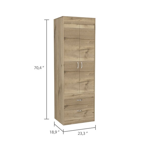 Alabama Armoire with Large Cabinet and 2 Drawers - - 32966106