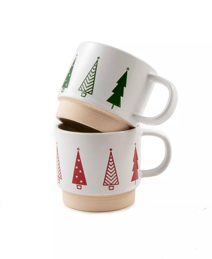 Thirstystone Stackable Mugs with Christmas Trees Set of 2