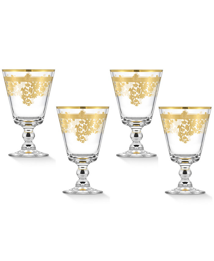 Lorren Home Trends Rosalie Gold Short Goblet Set of 4