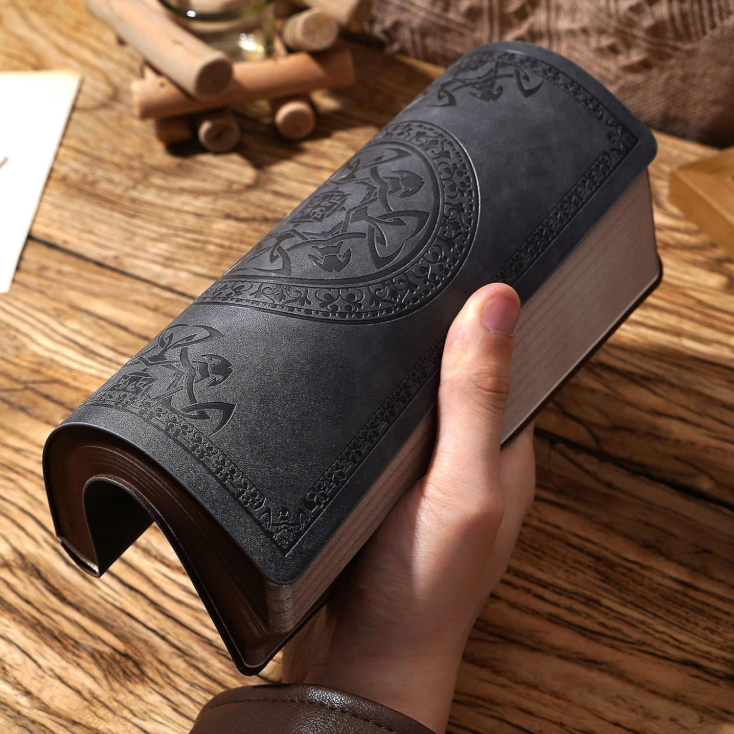 Leather Vintage Journal For Men Soft Cover 256 Lined Pages Notebook 180 Lay Flat For Writing Travel Diary， 5.7'' X 8.3''， Grey