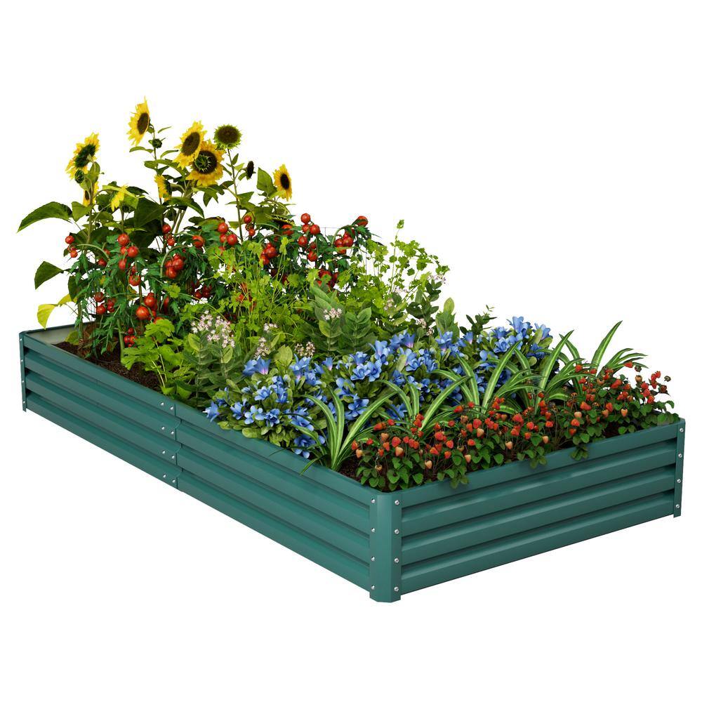 Tozey 8 ft. x 4 ft. x 1 ft. Galvanized Steel Raised Garden Bed Planter Box for Vegetables Flowers Herbs T-GB22-0074-9