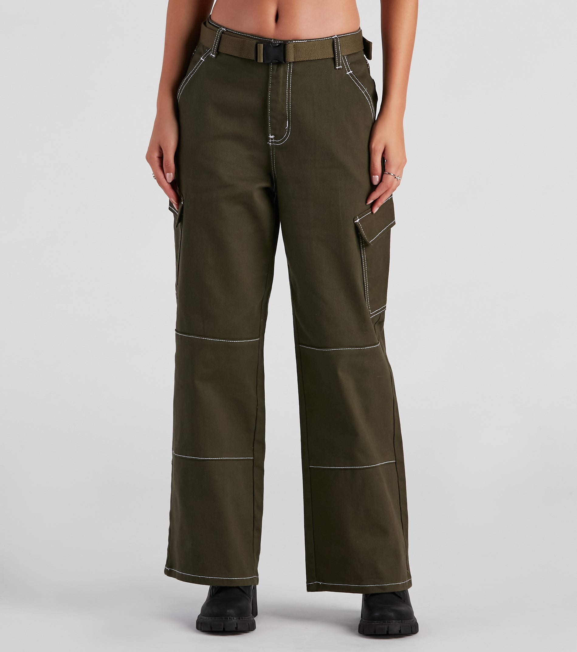 High Ranks Wide Leg Cargo Pants