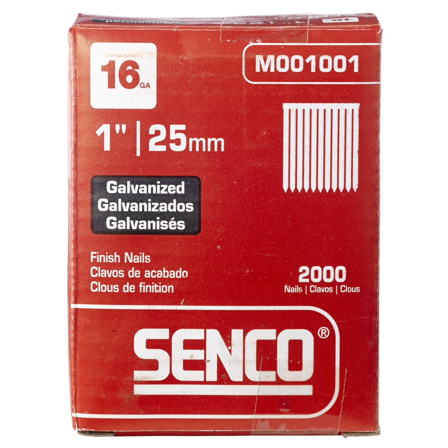 Senco 1 in. 16 Ga. Straight Strip Galvanized Finish Nails 20 deg 2，000 pk