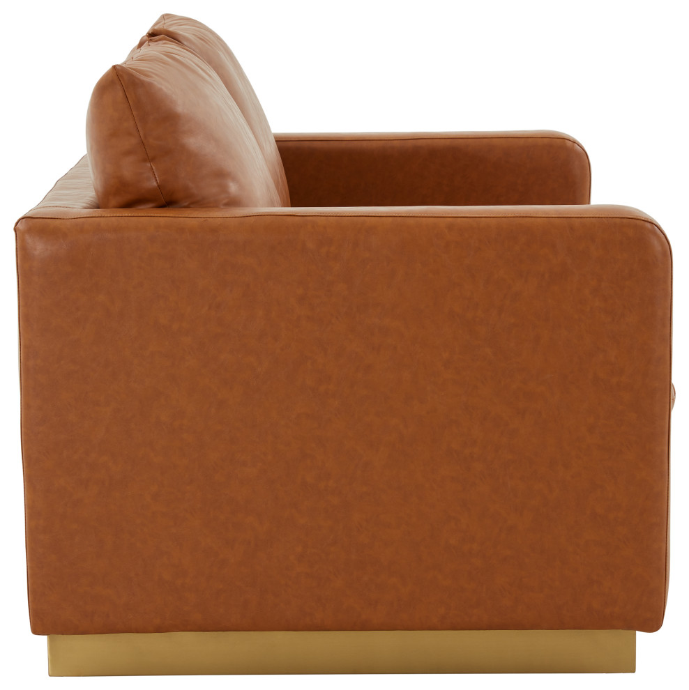 LeisureMod Nervo Modern Leather Loveseat With Gold Base   Contemporary   Loveseats   by LeisureMod  Houzz