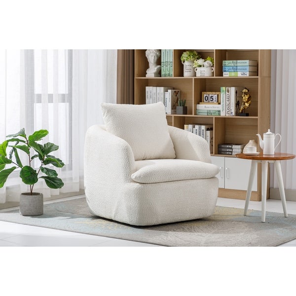 Swivel Barrel Sofa Accent Chairs Armchair Living Room Chairs， Beige