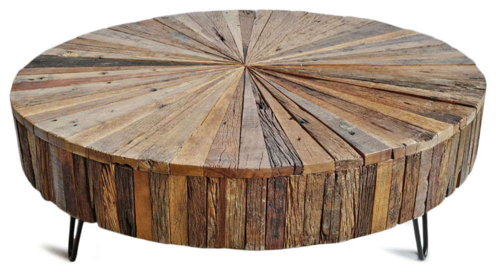 Salvaged Round Pinwheel Coffee Table   Rustic   Coffee Tables   by Design Mix Furniture  Houzz