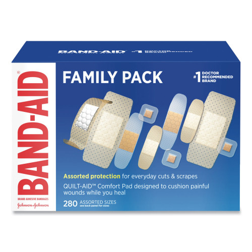 BAND-AID Sheer/Wet Adhesive Bandages， Assorted Sizes， 280/Box (4711)