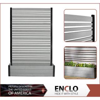 Enclo Privacy Screens Florence 6 ft. x 4 ft. x 1 ft. Ash Freestanding Wood Tek Vinyl Privacy Screen and Planter Box Kit EC18025