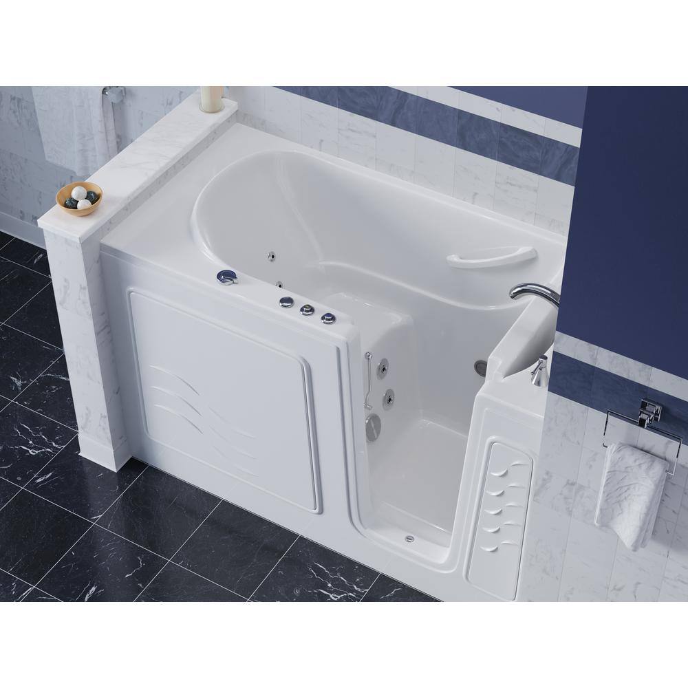 Universal Tubs HD Series 60 in. Right Drain Quick Fill Walk-In Whirlpool Bath Tub with Powered Fast Drain in White HD3060WIRWH