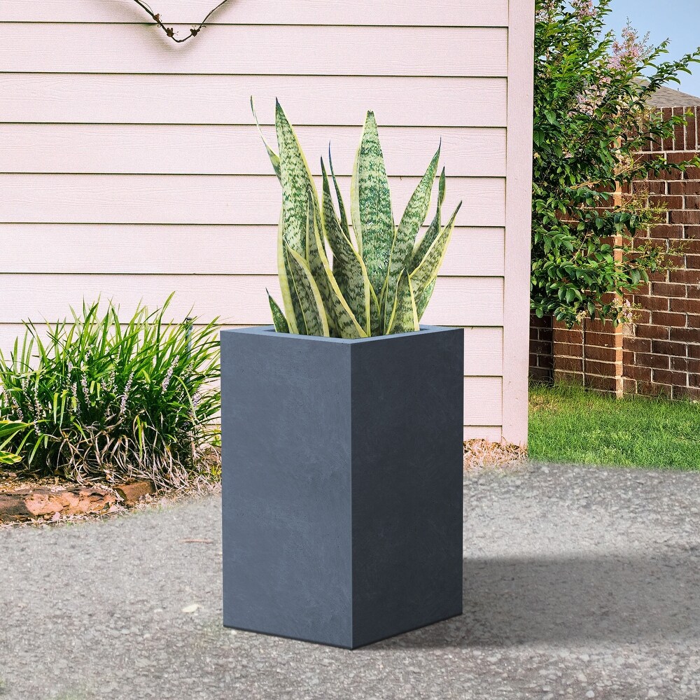 Durx litecrete Lightweight Concrete Tall Light Granite Planter Medium   11'x11'x23.6'